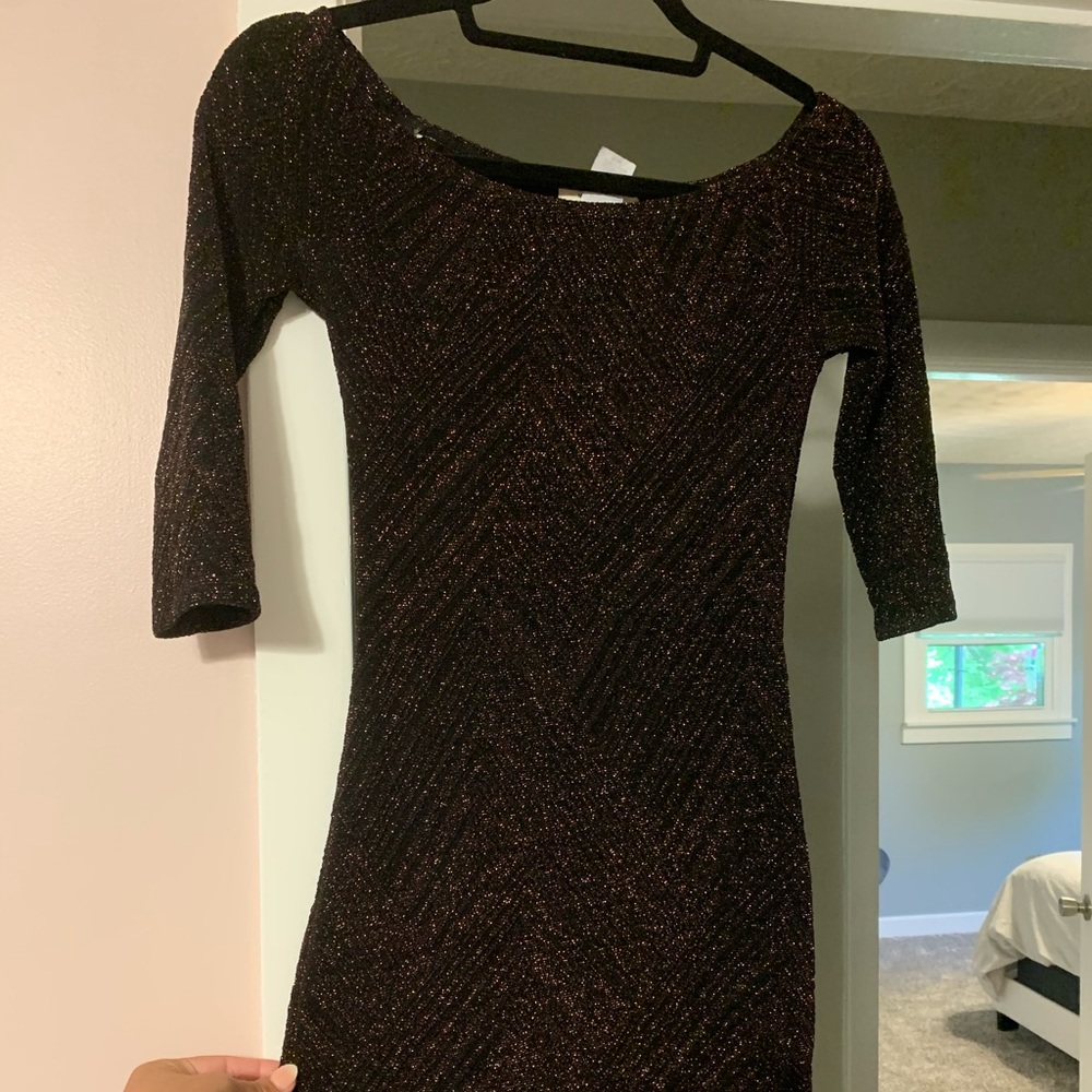 Size small black and rose gold glitter dress